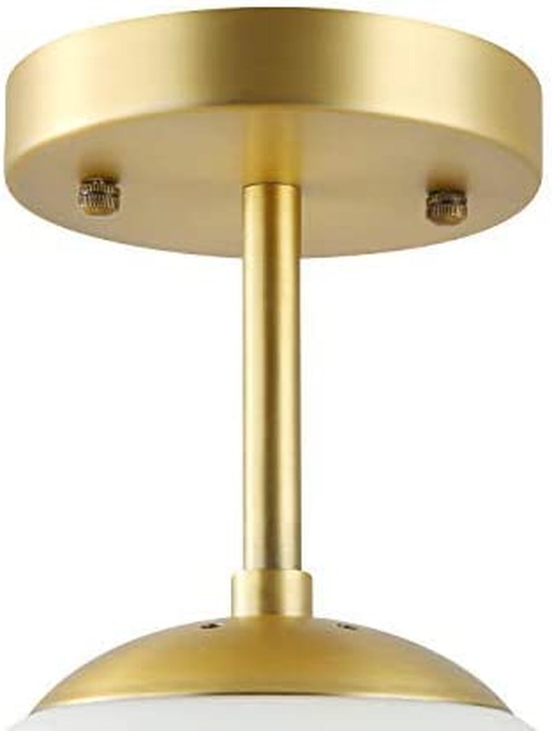 Light Society Zeno Globe Semi Flush Mount Ceiling Light, Matte White with Brass Finish, Contemporary Mid Century Modern Style Lighting Fixture (LS-C176-BRS-MLK)  Light Society   