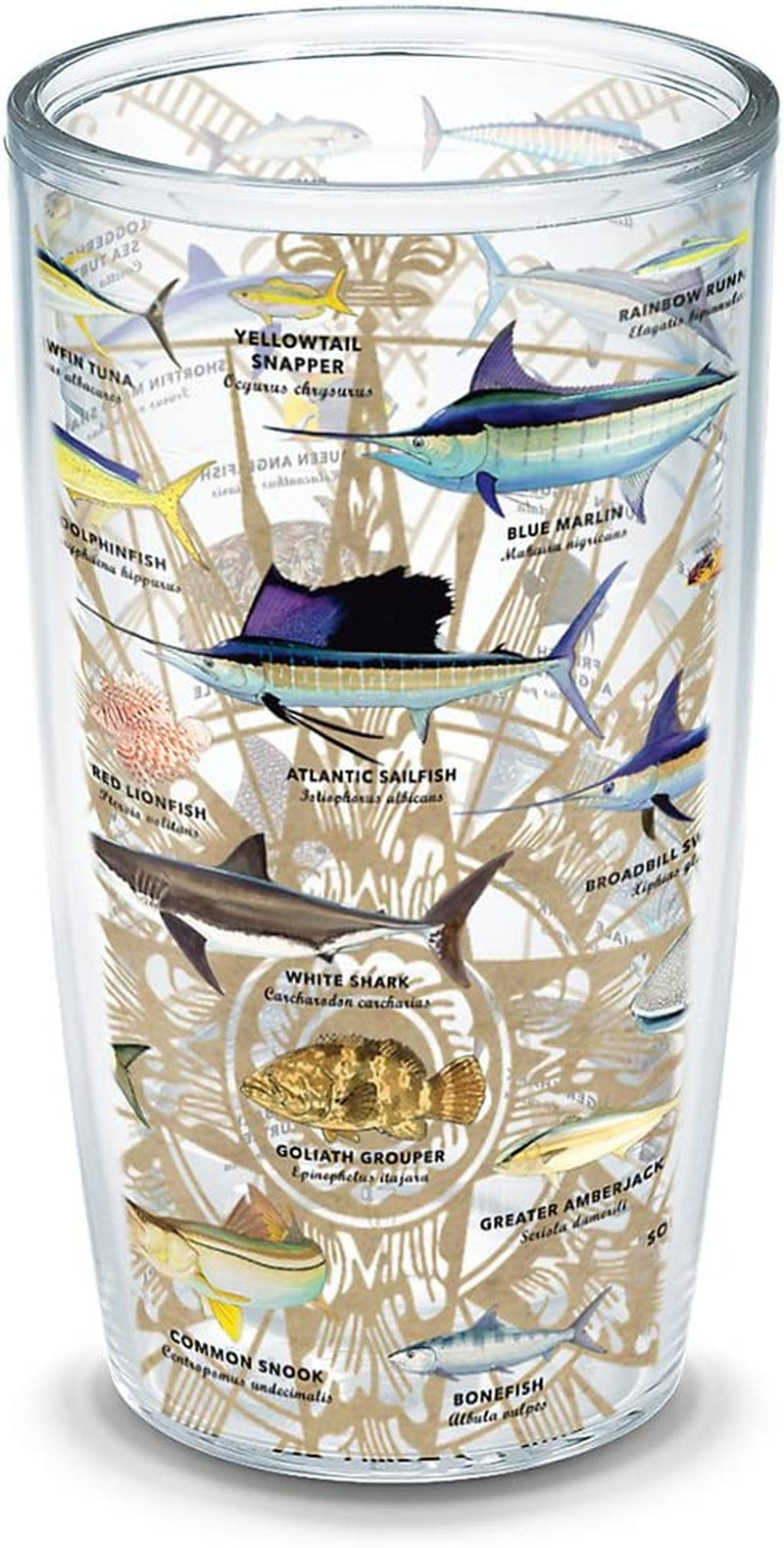 Tervis Made in USA Double Walled Guy Harvey Insulated Tumbler Cup Keeps Drinks Cold & Hot, 16Oz Mug - No Lid, Charts