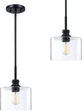 Doraimy Lighting Single Vintage Hanging Pendant Lighting Oil Rubbed Bronze Finish 6.5 Inches Modern Clear Blown Glass Shade Classic for Farmhouse Entryway Dining Room Kitchen Island Foyer Home & Garden > Lighting > Lighting Fixtures Doraimy Lighting 7.5" Black 2 Pack  