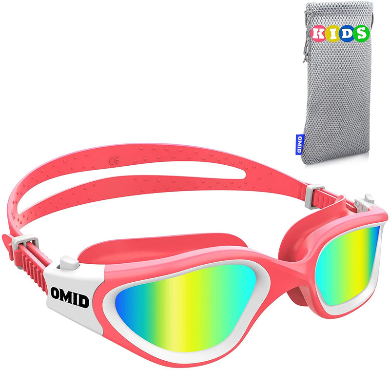 Kids Swim Goggles, OMID Comfortable Polarized Anti-Fog Swimming Goggles Age 6-14 Sporting Goods > Outdoor Recreation > Boating & Water Sports > Swimming > Swim Goggles & Masks OMID A4-polarized Gold - Pink Frame  