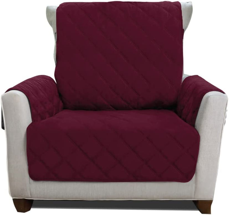 MIGHTY MONKEY Patented Sofa Slipcover, Reversible Tear Resistant Soft Quilted Microfiber, XL 78” Seat Width, Durable Furniture Stain Protector with Straps, Washable Couch Cover, Chevron Navy White Home & Garden > Decor > Chair & Sofa Cushions MIGHTY MONKEY Merlot/Sand Small Chair 