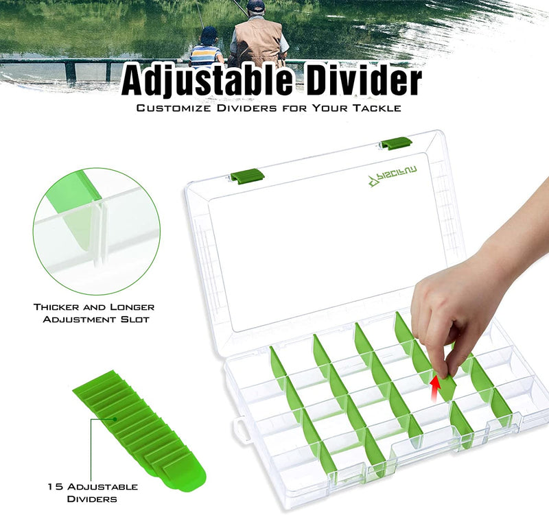Piscifun Fishing Tackle Trays, Plastic Clear Fishing Storage Tackles Boxes with Waterproof Labels, 3600/3700 Removable Dividers Storage Organizer Boxes, 2 Packs/4 Packs Sporting Goods > Outdoor Recreation > Fishing > Fishing Tackle Piscifun   