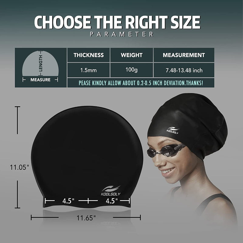 Extra Large Swimming Cap for Long Hair by Koolsoly,Large Silicone Swim Cap for Women Girls Men and Adult Special Design for Very Long Thick Curly Hair&Dreadlocks Weaves Braids Afros Sporting Goods > Outdoor Recreation > Boating & Water Sports > Swimming > Swim Caps KOOLSOLY   