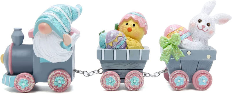 Hodao Easter Decorations Indoor Home Decor Easter Gnome Bunny Chick Small Train Figurines Spring for Table Top Centerpiece Fireplace Decor Cute Easter Decor Gift (Blue) Home & Garden > Decor > Seasonal & Holiday Decorations BOYON   