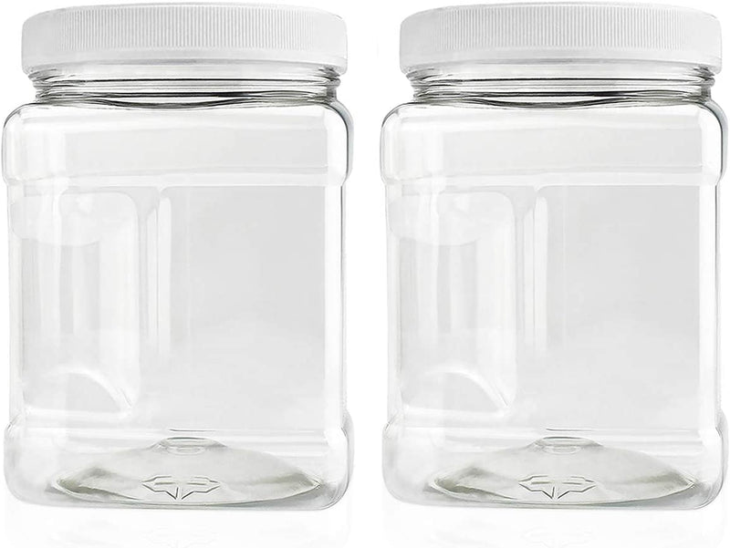 ROYALHOUSE Plastic Jars with Lids Bottles Containers – Storage Bins, Plastic Box Storage Containers with Lids, Perfect for Kitchen, Pantry, Organizer - BPA Free Safe Plastic PET, PACK of 2, 32 Oz Home & Garden > Decor > Decorative Jars SALUSWARE   