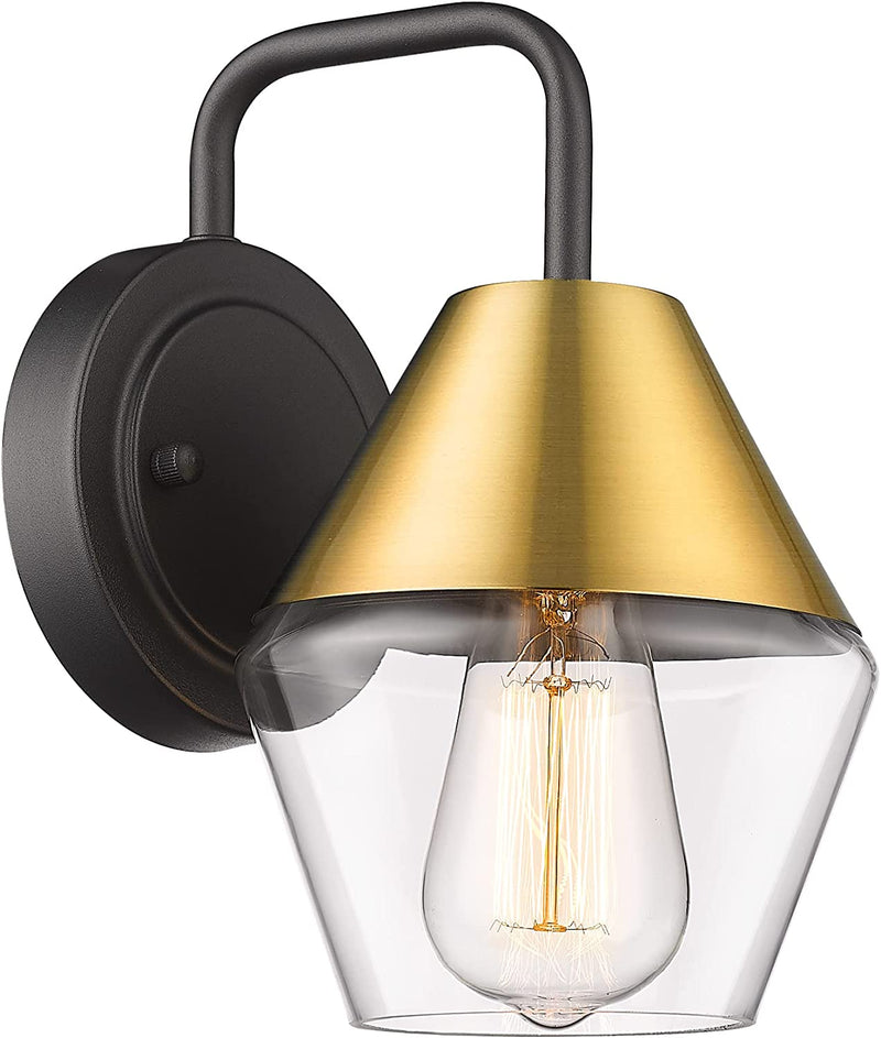 Glass Pendant Light Gold, HWH 1-Light Modern Hanging Light Fixtures with Adjustable Height, Pendant Lighting for Kitchen Island, Dining Table, Brushed Gold Finish, 5HZG61M1L BK+BG Home & Garden > Lighting > Lighting Fixtures HWH INVESTMENT A  