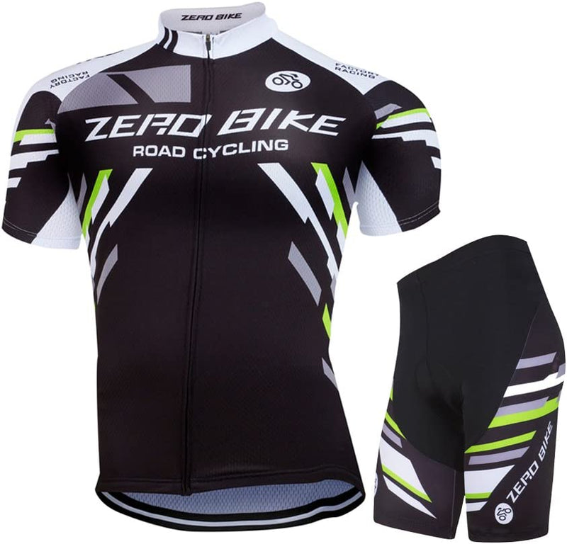 ZEROBIKE Men'S Short Sleeve Breathable Cycling Jersey Set 3D Padded Bicycle Shorts Sportswear Suit Quick Dry Sporting Goods > Outdoor Recreation > Cycling > Cycling Apparel & Accessories E Support Type 10 X-Large 
