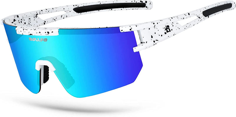 BOLLFO Cycling Sunglasses, UV 400 Eye Protection Polarized Eyewear for Men Women Sporting Goods > Outdoor Recreation > Cycling > Cycling Apparel & Accessories BOLLFO Light Blue Lens  