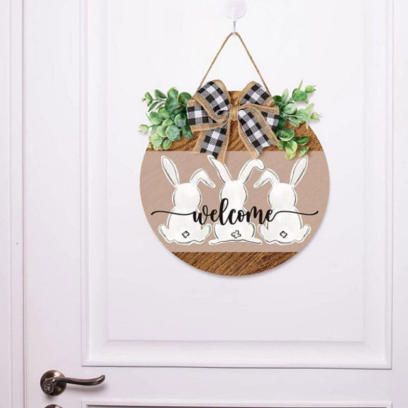 Monfince Easter Welcome Sign Front Door Hanging Decor Rustic Wood Welcome to Our Home Sign Wall Hanging Porch Decoration for Easter