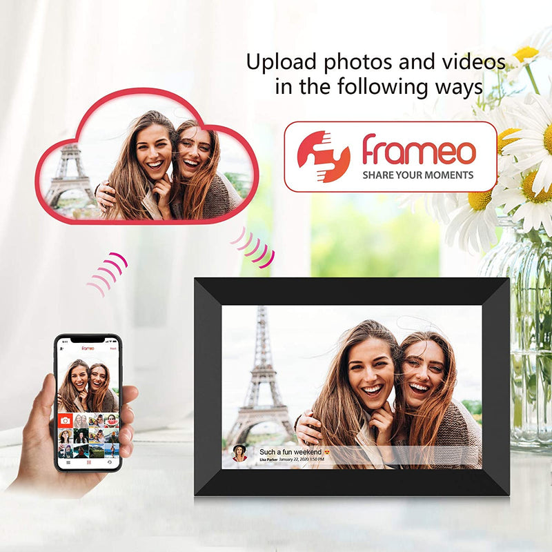 FRAMEO 10.1 Inch Smart Wifi Digital Photo Frame 1280X800 IPS LCD Touch Screen, Auto-Rotate Portrait and Landscape, Built in 16GB Memory, Share Moments Instantly via Frameo App from Anywhere Home & Garden > Decor > Picture Frames akimart   