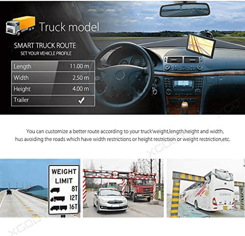 9inch Truck GPS Big Touchscreen Trucking GPS Xgody GPS Navigation for car Navigation 8GB ROM SAT NAV System Navigator Driving Alarm Lifetime Map Updates Truck GPS Navigation System for Trucks