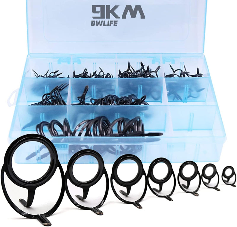 9KM DWLIFE Fishing Rod Tip Guide Repair Kit Pole Replacement Stainless Steel Ceramic Ring Saltwater Freshwater Mixed Size in a Box Sporting Goods > Outdoor Recreation > Fishing > Fishing Rods 9KM DWLIFE Small - 50pcs  