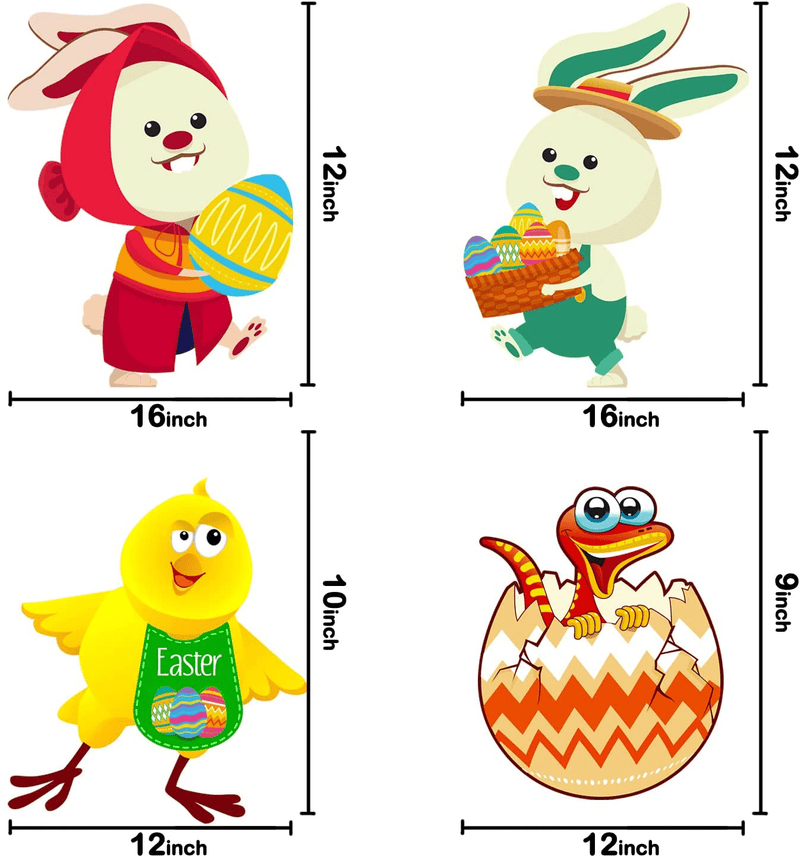 9Pcs Easter Decorations Outdoor Easter Yard Signs Stakes Double-Sided Printing Bunny Chick Dinosaur Egg Easter Eggs Hunt Sign for Easter Decorations Home Lawn Garden Easter Party Supplies Easter Props Home & Garden > Decor > Seasonal & Holiday Decorations AMENON   