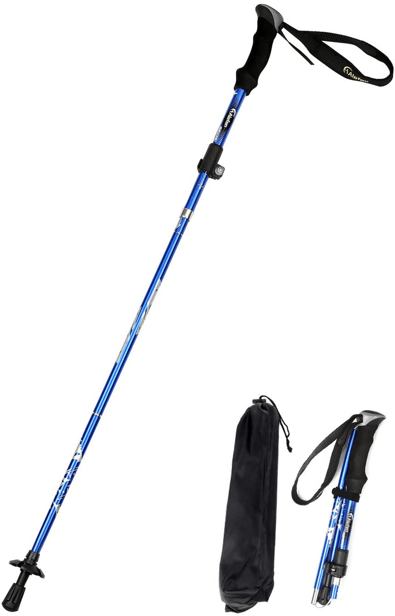 A ALAFEN Aluminum Collapsible Ultralight Travel Trekking Hiking Pole for Men and Women Sporting Goods > Outdoor Recreation > Camping & Hiking > Hiking Poles A ALAFEN P1_Blue 1 PC(1 Pole) 