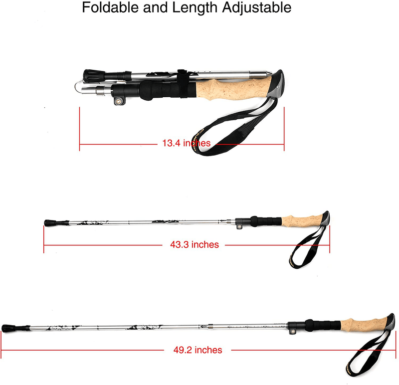 A ALAFEN Walking Stick - Collapsible Trekking Pole for Men and Women,7075 Aluminum Hiking Stick for Seniors Sporting Goods > Outdoor Recreation > Camping & Hiking > Hiking Poles A ALAFEN   