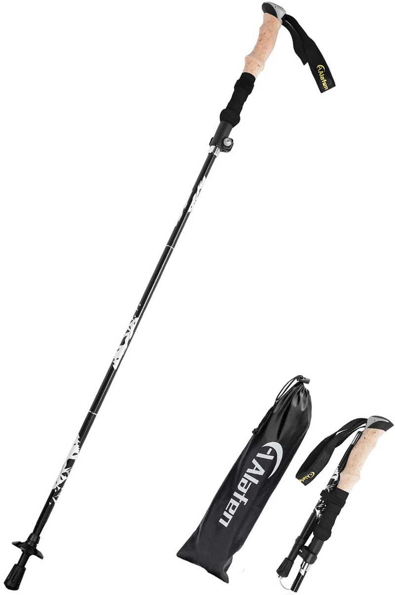 A ALAFEN Walking Stick - Collapsible Trekking Pole for Men and Women,7075 Aluminum Hiking Stick for Seniors Sporting Goods > Outdoor Recreation > Camping & Hiking > Hiking Poles A ALAFEN Black 1 PC(1 Pole) 