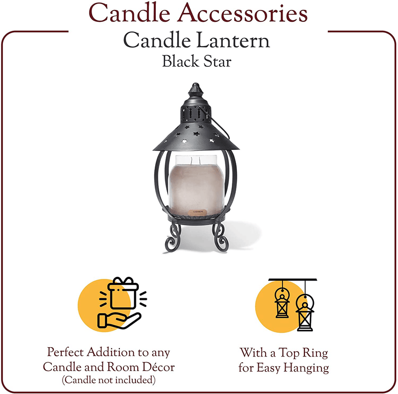 A Cheerful Giver Metal Candle Lantern - 13.5" Tall Black Star Lantern Fits Keepers of the Light Baby, Mama, Papa Candles - Rustic Candle Accessories Home & Garden > Decor > Home Fragrance Accessories > Candle Holders A Cheerful Giver   