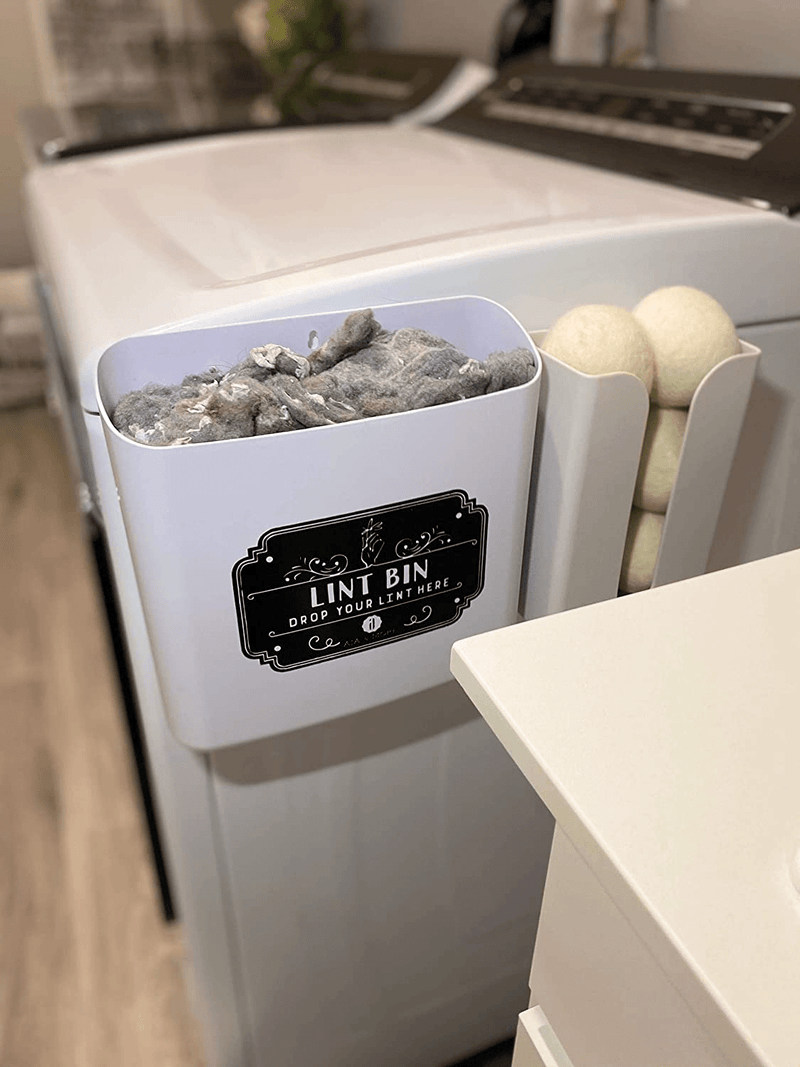 A.J.A. & MORE Lint Holder Bin Farmhouse Decor for Laundry Room Magnetic Space Saving Wall Mount (Off-White) Home & Garden > Decor > Seasonal & Holiday Decorations A.J.A. & MORE   