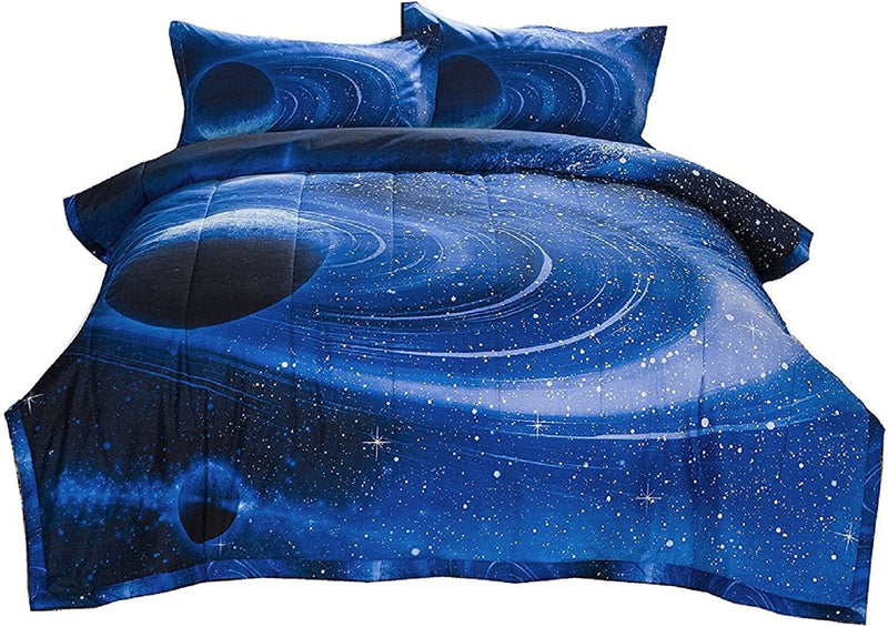 A Nice Night Blue 3 Pieces Comforter Set Galaxy Bedding Set Full Size with 2 Matching Pillows Home & Garden > Linens & Bedding > Bedding A Nice Night Blue Full(78-by-90-inches) 