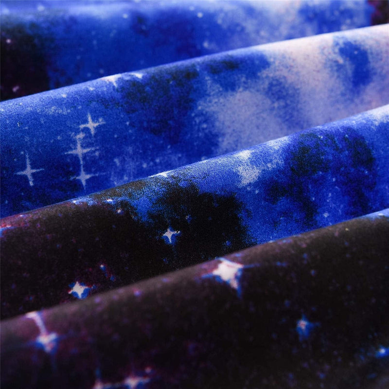 A Nice Night Galaxy 3D Printing Bed Sheet Bedding Set, Soft Microfiber Fitted Sheet Set, Galaxy Themed Sheets 4 Pcs Flat Sheet& Fitted Sheets with 2 Pillowcases(Blue, Full) Home & Garden > Linens & Bedding > Bedding A Nice Night   