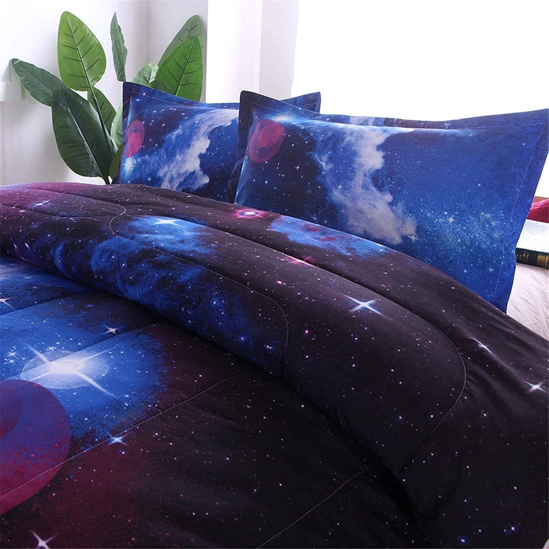 A Nice Night Galaxy Bedding Sets Outer Space Comforter 3D Printed Space Quilt Set Twin Size,For Children Boy Girl Teen Kids - Includes 1 Comforter, 2 Pillow Cases Home & Garden > Linens & Bedding > Bedding A Nice Night   