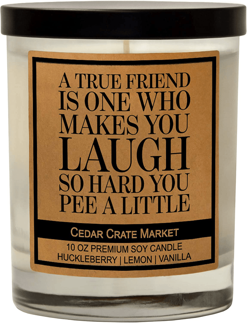 A True Friend – Funny Candles with Sayings for Best Friends, Women, Thank You Candle, Funny Gifts for Friends, Sister, Bride, Friendship Gifts , Birthday Candle Gift, Funny Gifts, Bestie, Girlfriend Home & Garden > Decor > Home Fragrances > Candles Cedar Crate Market Clear  