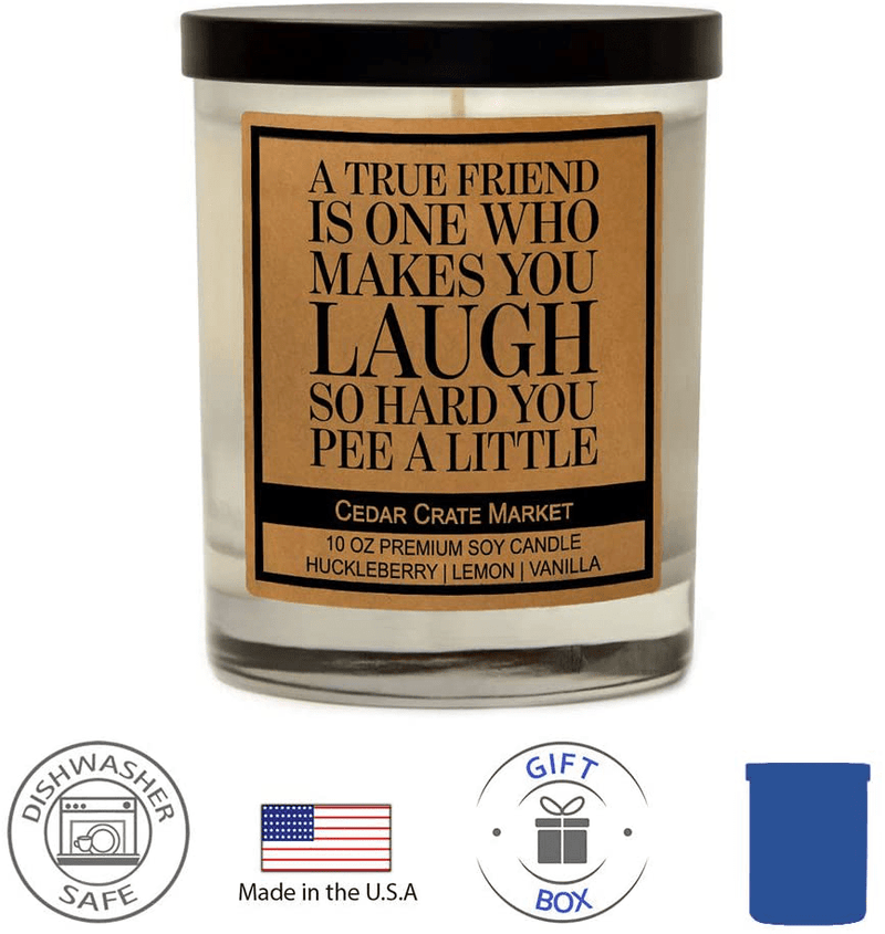 A True Friend – Funny Candles with Sayings for Best Friends, Women, Thank You Candle, Funny Gifts for Friends, Sister, Bride, Friendship Gifts , Birthday Candle Gift, Funny Gifts, Bestie, Girlfriend Home & Garden > Decor > Home Fragrances > Candles Cedar Crate Market   