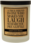A True Friend – Funny Candles with Sayings for Best Friends, Women, Thank You Candle, Funny Gifts for Friends, Sister, Bride, Friendship Gifts , Birthday Candle Gift, Funny Gifts, Bestie, Girlfriend Home & Garden > Decor > Home Fragrances > Candles Cedar Crate Market Frosted  