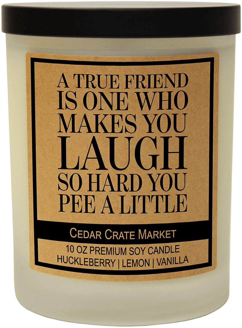 A True Friend – Funny Candles with Sayings for Best Friends, Women, Thank You Candle, Funny Gifts for Friends, Sister, Bride, Friendship Gifts , Birthday Candle Gift, Funny Gifts, Bestie, Girlfriend Home & Garden > Decor > Home Fragrances > Candles Cedar Crate Market Frosted  