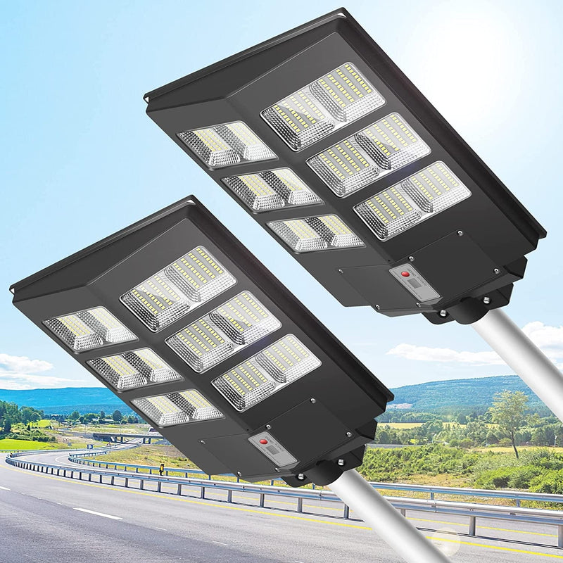 A-ZONE 800W Solar Street Lights Outdoor Waterproof, 80000LM High Brightness Dusk to Dawn LED Lamp, with Motion Sensor and Remote Control, for Parking Lot, Yard, Garden, Patio, Stadium, Piazza Home & Garden > Lighting > Lamps A-ZONE 600W-2 Pack  