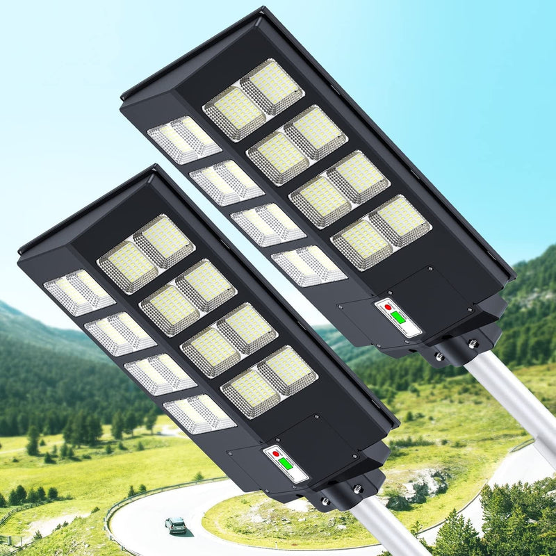 A-ZONE 800W Solar Street Lights Outdoor Waterproof, 80000LM High Brightness Dusk to Dawn LED Lamp, with Motion Sensor and Remote Control, for Parking Lot, Yard, Garden, Patio, Stadium, Piazza Home & Garden > Lighting > Lamps A-ZONE 800W-2 Pack(STADIUM PLAZA ETC.)  