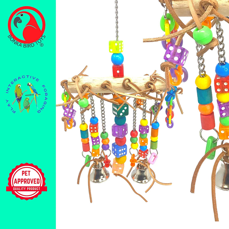 1746 Leather Chain Waterfall Bonka Bird Toys Chew Pull Shred Colorful Parrot Quaker Cockatoo Budgie Animals & Pet Supplies > Pet Supplies > Bird Supplies > Bird Toys Bonka Bird Toys   