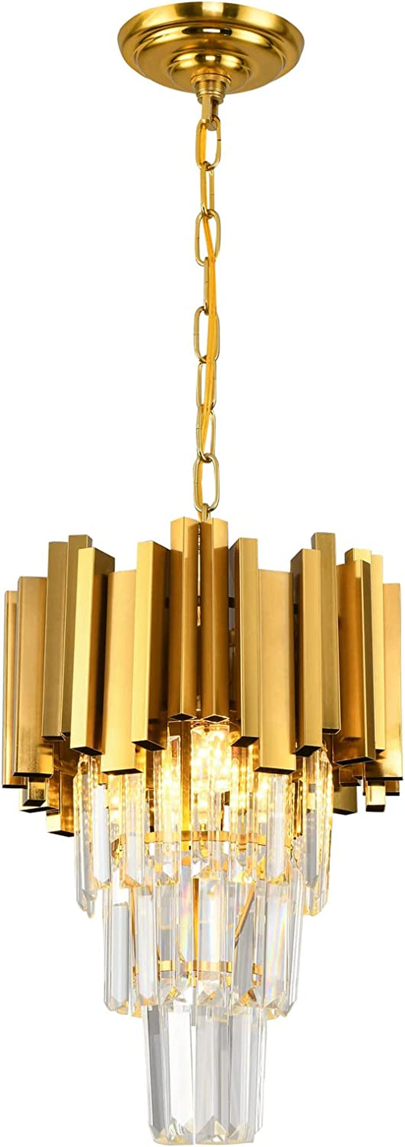 Modern Chandeliers Crystal with Light Gold Crystal Chandelier Hanging Ceiling Light Fixture 9 Lights Chandelier Modern Crystal round Pendant Light Fixture Dining Room Living Room Bedroom W22In Home & Garden > Lighting > Lighting Fixtures > Chandeliers AKDXIRUN Gold 1/W11.8in  