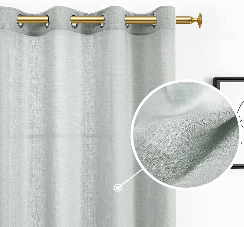 SOFJAGETQ Light Grey Sheer Curtains, Linen Look Semi Sheer Curtains 84 Inches Long, Grommet Light Filtering Casual Textured Privacy Curtains for Living Room, Bedroom, 2 Panels (Each 52 X 84 Inch Home & Garden > Decor > Window Treatments > Curtains & Drapes SOFJAGETQ   