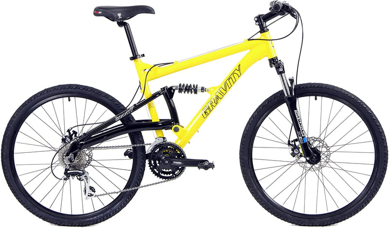 Gravity FSX 1.0 Dual Full Suspension Mountain Bike with Disc Brakes Aluminum Frame Sporting Goods > Outdoor Recreation > Cycling > Bicycles GRAVITY Yellow 17" 