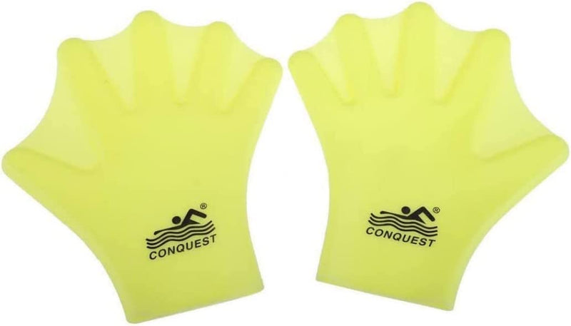 Eaarliyam Webbed Gloves, Swimming Paddles Aquatic Full Finger Hand Flippers, for Diving Surfing Training Yellow 1Pair Sporting Goods > Outdoor Recreation > Boating & Water Sports > Swimming > Swim Gloves Eaarliyam Yellow  