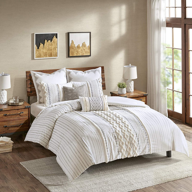 INK+IVY Imani Cotton Comforter Mini Set, Ivory & Bea Oblong Pillow, 12%22X20%22, Imani Ivory Home & Garden > Linens & Bedding > Bedding > Quilts & Comforters INK+IVY   