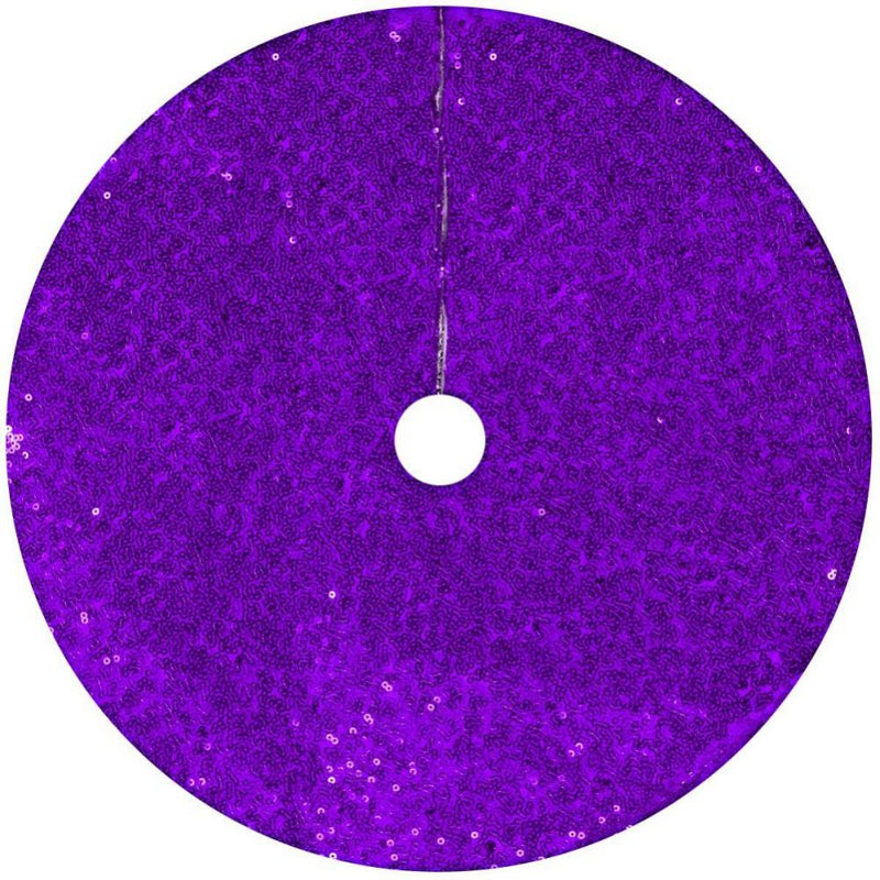 Christmas Tree Skirt - 48 Inches Sequin Double Layers Tree Mat Xmas Tree Decorations,Purple Home & Garden > Decor > Seasonal & Holiday Decorations > Christmas Tree Skirts Popvcly 48" Purple 