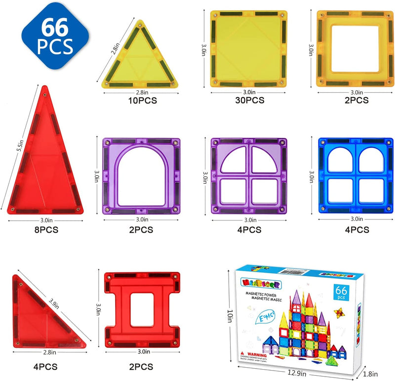 MAGBLOCK 66 PCS Magnetic Building Blocks, Magnetic Tiles for Kids Toys丨Magnet Toys Set 3D Building Blocks for Toddler Boys and Girls Sporting Goods > Outdoor Recreation > Fishing > Fishing Rods Maige   