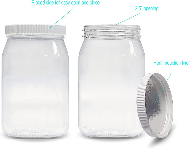 Ljdeals 16 Oz Clear Plastic Jars with Lids, Storage Containers, Wide Mouth PET Mason Jars, Pack of 6, BPA Free, Food Safe, Made in USA Home & Garden > Decor > Decorative Jars ljdeals   