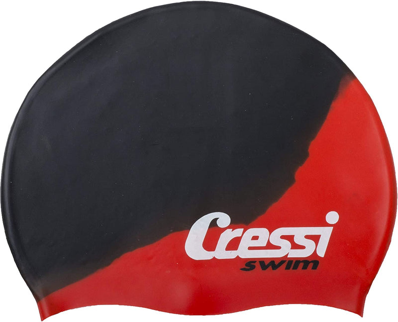 Cressi Silicone Patterned Junior Swimming Cap - Comfortable, Stylish, and Easy to Wear Sporting Goods > Outdoor Recreation > Boating & Water Sports > Swimming > Swim Caps Cressi Black / Red Uni 