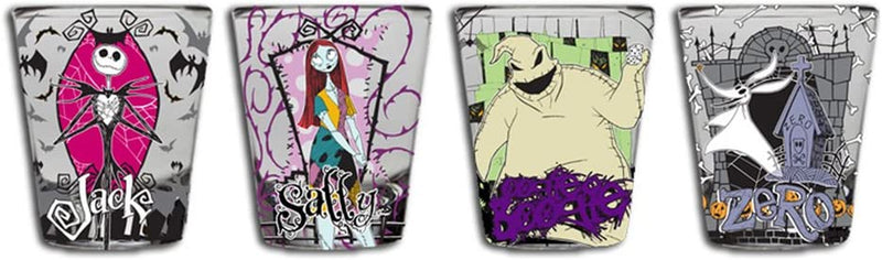 Silver Buffalo Nightmare before Christmas Splatter Characters 4Pc Mini Glass Set, 1.5 Ounces Home & Garden > Kitchen & Dining > Tableware > Drinkware Silver Buffalo 1.5oz Character Portraits  