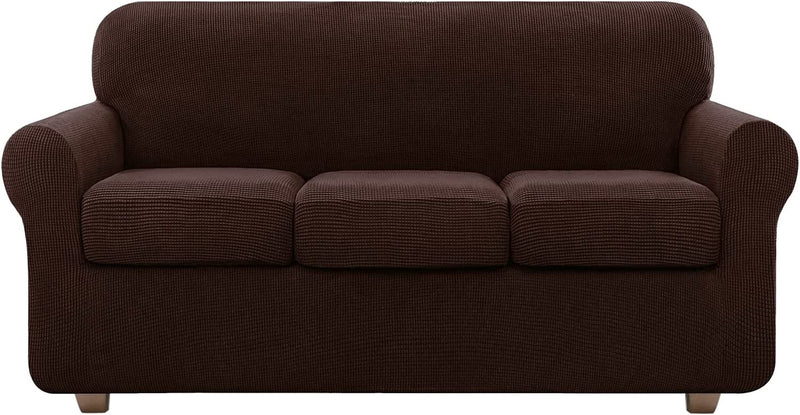 Couch Covers for 3 Cushion Couch Sofa, NORTHERN BROTHERS 4 Pieces Stretch Soft Sofa Couch Slipcovers for 3 Seat Cushion Couch, Washable Pet Sofa Furniture Covers for Living Room (Chocolate) Home & Garden > Decor > Chair & Sofa Cushions NORTHERN BROTHERS Chocolate  