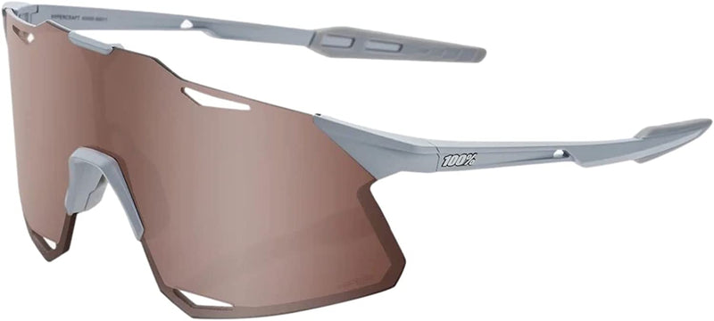 100% Hypercraft Sport Performance Sunglasses - Sport and Cycling Eyewear Sporting Goods > Outdoor Recreation > Cycling > Cycling Apparel & Accessories 100% Matte Stone Grey - Hiper Crimson Silver Mirror Lens  