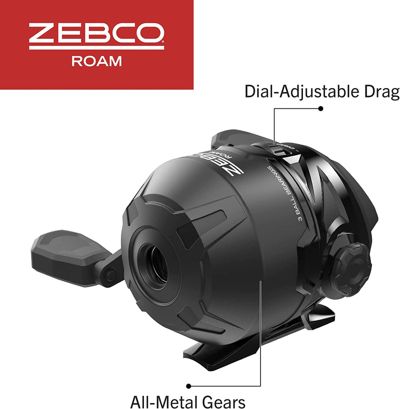 Zebco Roam Spincast Fishing Reel, Size 30 Reel, Changeable Right or Left-Hand Retrieve, Pre-Spooled with 10-Pound Zebco Fishing Line, Stainless Steel Front Cover, Black Sporting Goods > Outdoor Recreation > Fishing > Fishing Reels Zebco   