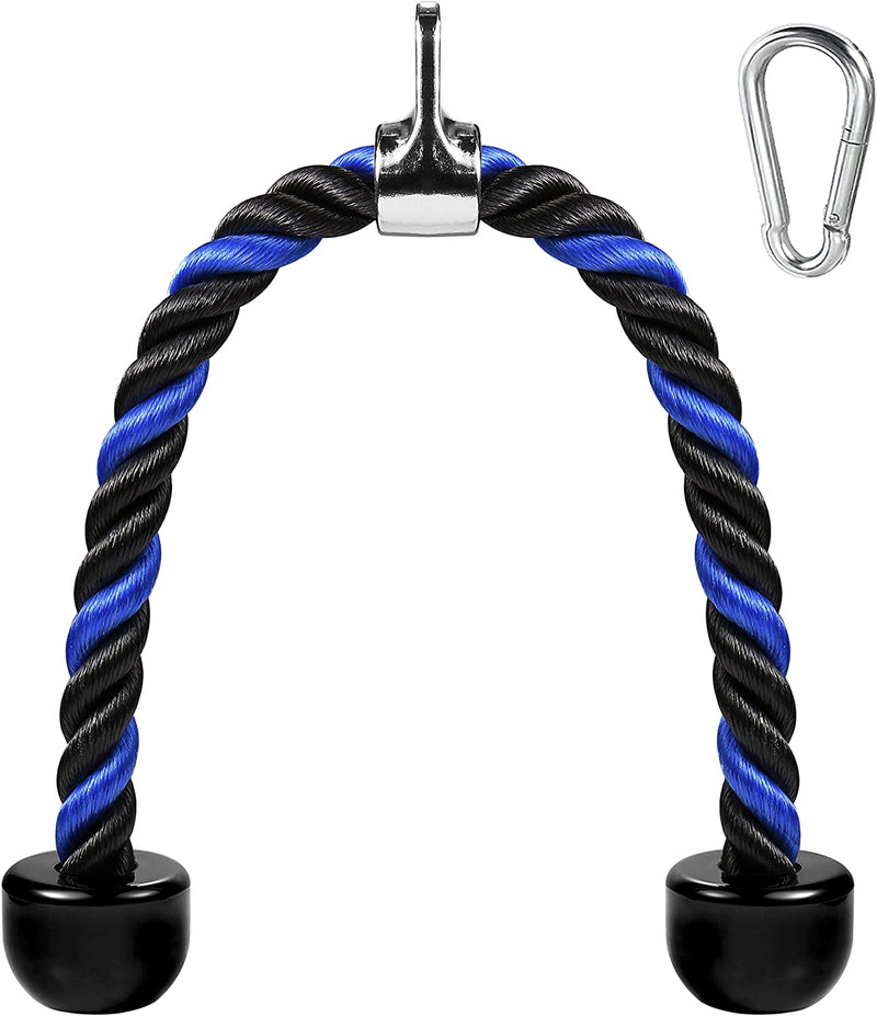 AWEFRANK Deluxe Tricep Rope Pull down Cable, 27 & 36 Inch Rope Length, Easy to Grip & Non-Slip Cable Attachment for Gym Workout Exercise Sporting Goods > Outdoor Recreation > Fishing > Fishing Rods AWEFRANK Blue&Black-27''  