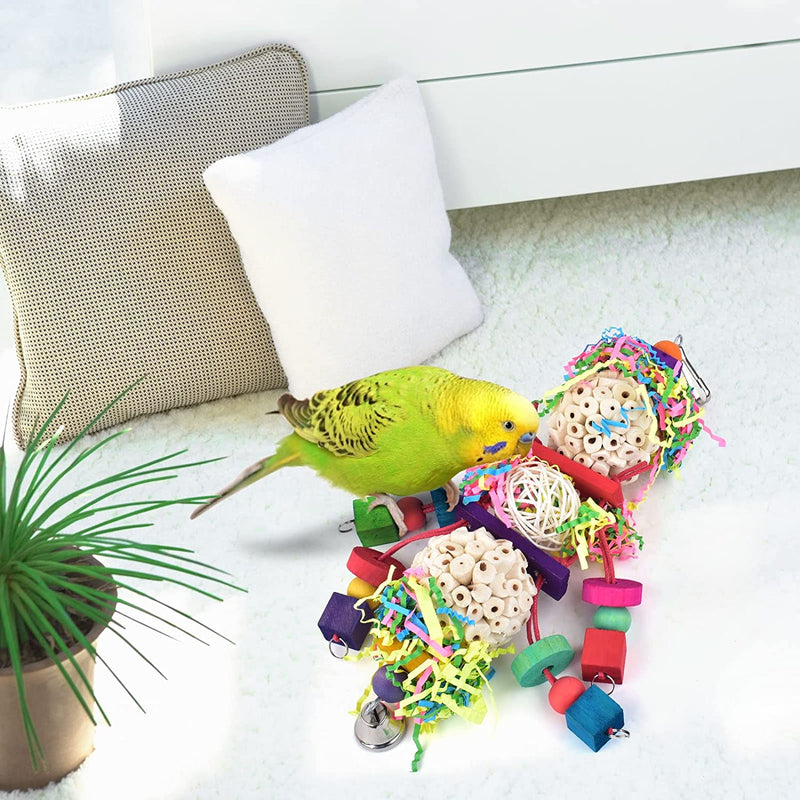 Bissap Conure Toys, Bird Parrot Foraging Shredder Hanging Toys Sola Balls Sepak Takraw with Bell for Small Parrots Parakeets Conures Cockatiels Love Birds Cage Toy Animals & Pet Supplies > Pet Supplies > Bird Supplies > Bird Toys Bissap   