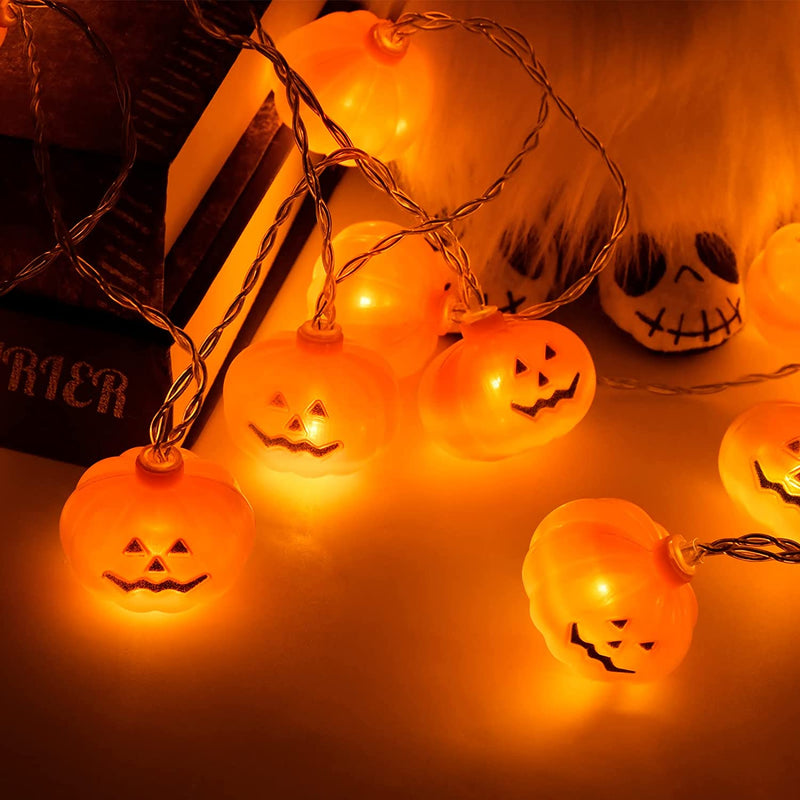 Halloween Decorations 16.4Ft 30LED Pumpkin String Lights, Battery Operated 2 Modes Light Halloween Decor Clearance for Home Indoor Outdoor Halloween Thanksgiving Festival Costumes Party Decorations  LeEi-US   