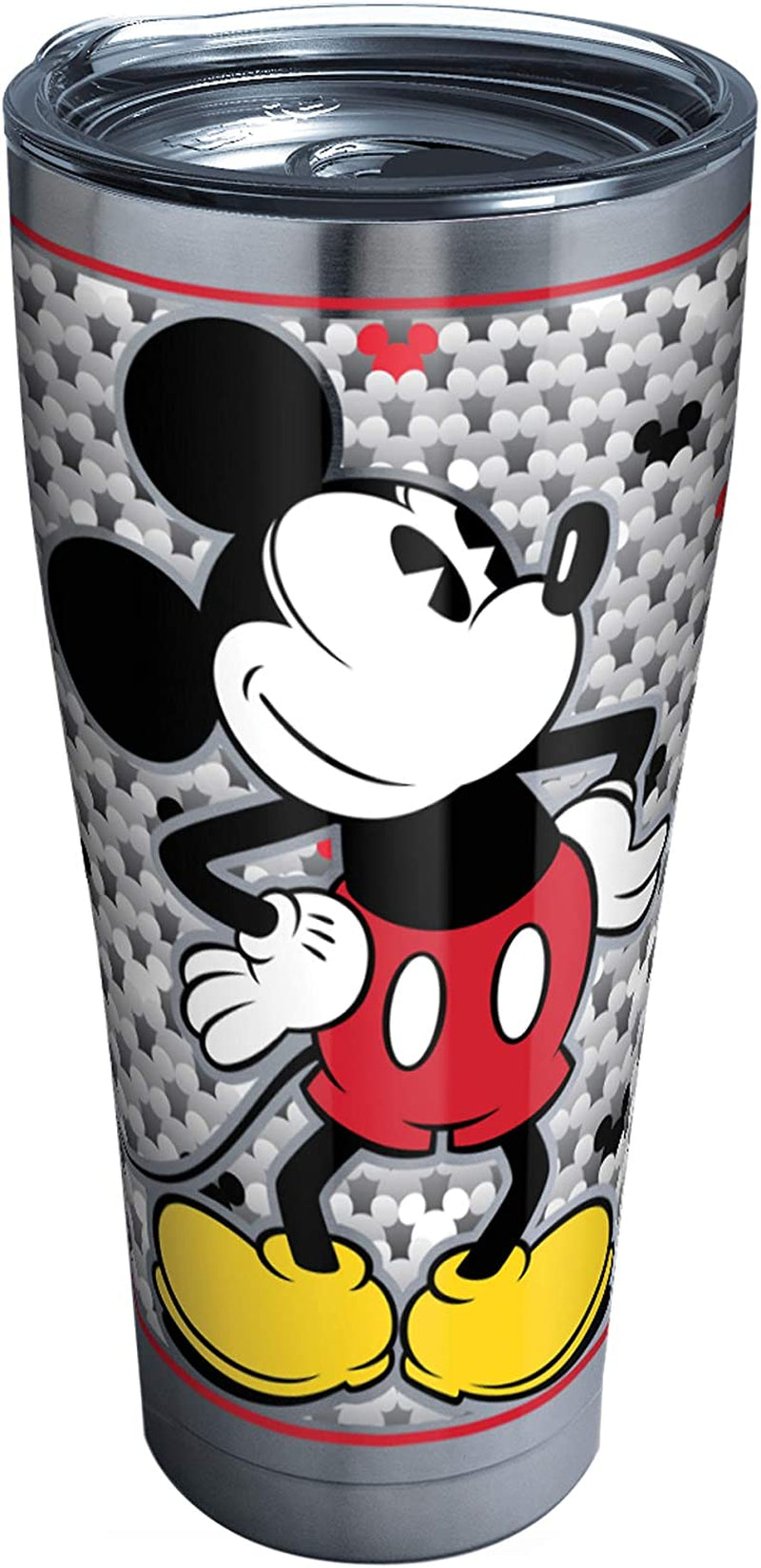 Tervis 1292884 Disney-Mickey Mouse Tumbler with Clear and Black Hammer Lid, 20 Oz Stainless Steel, Silver