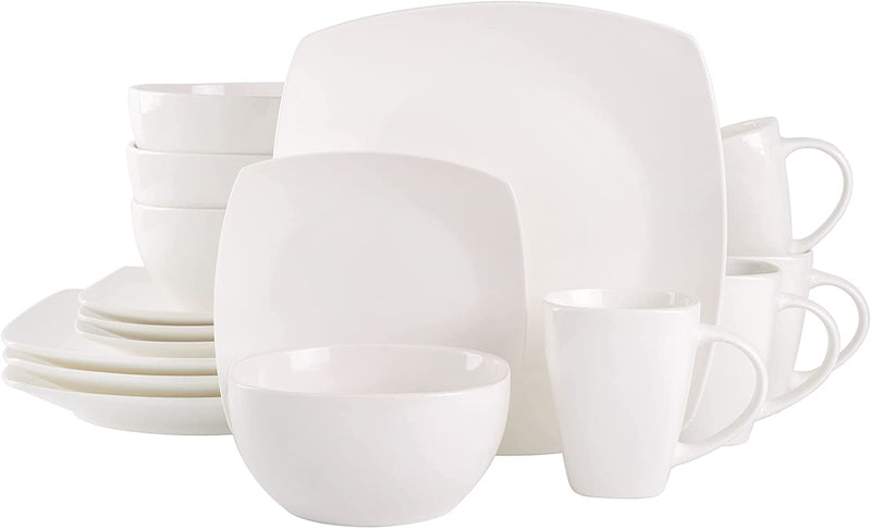 Gibson Soho Lounge 16-Piece Square Reactive Glaze Dinnerware Set, Red Home & Garden > Kitchen & Dining > Tableware > Dinnerware Gibson White Service for 4 (16pc) 